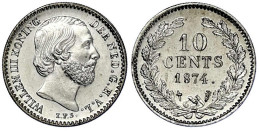 10 Cents 1874. Vorzüglich/Stempelglanz, Selten. Krause/Mishler 80. - Autres & Non Classés