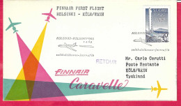 FINLAND - FIRST CARAVELLE FLIGHT FINNAIR FROM HELSINKI TO KOLN *1.4.60* ON OFFICIAL COVER - Brieven En Documenten