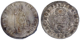 8 Reales 1838 Lima, MB. Vorzüglich/Stempelglanz, Schöne Patina, Zainende. Krause/Mishler 155. - Pérou