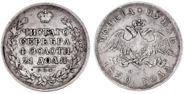 Rubel 1830, St. Petersburg HΓ. Sehr Schön. Bitkin 108. - Russie