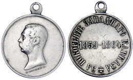 Tragbare, Silberne Verdienstmedaille 1864 V. N. Kozin. Eroberung Des Westlichen Kaukasus - Verliehen An Alle Teilnehmer  - Rusia