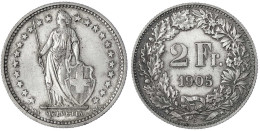 2 Franken 1905 B. Prägefrisch/fast Stempelglanz, Prachtexemplar Mit Herrlicher Tönung. Divo/Tobler 307. - Otros & Sin Clasificación