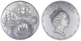 100 Tala Silbermünze (1 Kilo) 1996. Segelschiffe General Jackson, HMS Dolphin Und HMS Pandorra. 999er Silber. In Holzsch - Otros – Oceanía