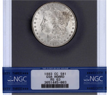 Morgandollar 1883 CC, Carson City. Im US-Blister, Mit Grading-Banderole NGC MS 63. Selten. Krause/Mishler 110. - Sonstige & Ohne Zuordnung