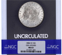 Morgandollar 1884 CC, Carson City. Im US-Blister, Mit Grading-Banderole NGC MS 63. Selten. Krause/Mishler 110. - Sonstige & Ohne Zuordnung