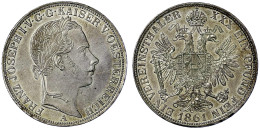 Vereinstaler 1861 A, Wien. Gutes Vorzüglich, Vs. Etwas Berieben. Herinek 446. Jaeger/Jaeckel 312. Thun 445. - Gold Coins