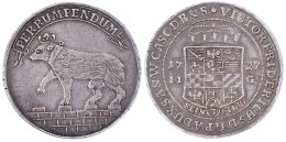 2/3 Feinsilber-Taler 1727 IIG, Stolberg. Wappen/Bär Auf Mauer Mit Tor. Gutes Sehr Schön, Schöne Tönung, Selten Ex. Der L - Monedas En Oro