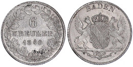 6 Kreuzer 1840. Vorzüglich/Stempelglanz. Jaeger 54. AKS 101. - Goldmünzen