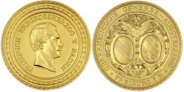 Vergoldete Bronzemedaille 1887 Auf Die Oberrheinische Gewerbeausstellung In Freiburg I. B. Kopf Friedrichs N.r./die Wapp - Monedas En Oro