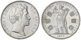 Geschichtsdoppeltaler 1837. Münzvereinigung Südteutscher Staaten. Randschrift B. Gutes Vorzüglich, Kl. Randfehler, Etwas - Pièces De Monnaie D'or