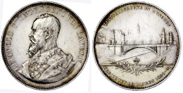 Doppeltalerförmige Silbermedaille V. A. Boersch 1891, Auf Den Bau Der Luitpoldbrücke In München. Brb. N.l./Brücke. Rands - Pièces De Monnaie D'or