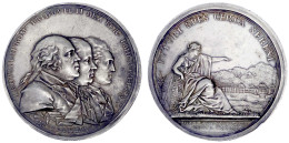 Silbermedaille 1791 V. Krüger, A.d. Konvention V. Pillnitz. Die Gestaffelten Brb. F.W. II., Leopold II. (Habsburg) Und F - Pièces De Monnaie D'or