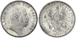 Vereinsdoppeltaler 1867 C, Frankfurt A.M. Prägefrisch/fast Stempelglanz, übl. Prägebed. Randunebenheiten. Jaeger 97. Thu - Pièces De Monnaie D'or