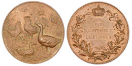 Bronze-Prämienmedaille O.J.(1887) Von Landsberg/Weigand. Staatspreis Für Leistungen In Der Geflügelzucht. 51 Mm. Vorzügl - Goldmünzen