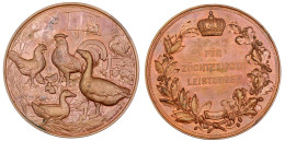 Bronze-Prämienmedaille O.J.(1887) Von Landsberg/Weigand. Staatspreis Für Leistungen In Der Geflügelzucht. 51 Mm. Gutes V - Gold Coins