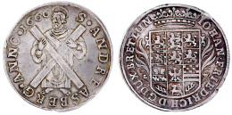 1/2 Ausbeutetaler 1666 LW (Lippold Wefer), Clausthal. St. Andreas. Sog. "Krüppelhalbtaler", 14,06 G. Gutes Sehr Schön, S - Gold Coins