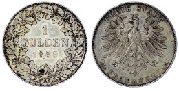 Gulden 1859. Vorzüglich, Kl. Randfehler, Schöne Patina. Jaeger 33. AKS 13. - Monedas En Oro