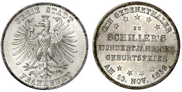 Vereinstaler 1859. Schillers 100 J. Geburtstag. Vorzüglich/Stempelglanz, Winz. Kratzer. Jaeger 50. Thun 139. AKS 43. - Goldmünzen