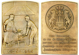 Rechteckige Bronzeplakette 1925. 50j. Bestehen Der Wiedereröffneten Münzstätte. 44 X 63 Mm. Vorzüglich - Goldmünzen