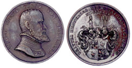 Versilberte Bronzemedaille 1844 Von Höfling, A.d. 300 Jf. Der Reformation In Henneberg. Brb. Fürst Georg Ernst R./zweifa - Pièces De Monnaie D'or