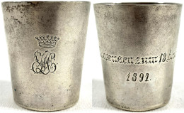 Schnapsbecher Des Freiherrn Johann C. Von Donop, Graviert "Mackensen Zum 18. April 1891" Und Gekröntem Monogramm. Silber - Goldmünzen