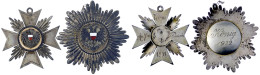 2 Silberne Schützenorden: Stern "König 1932" Und Kreuz "I. Preis Aufl.=Festscheibe 1911". 69 Mm Und 55 Mm; 35,46 Und 28, - Goldmünzen