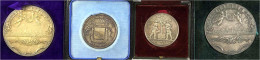 4 Versch. Gartenbau-Medaillen: Silber 1894 Gartenbauverein In Mainz, 34 Mm, 12,82 G, Im Originaletui Rückert; Desgl. O.J - Pièces De Monnaie D'or