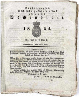 Großherzoglich Mecklenburg-Schwerinsches Officielles Wochenblatt 1834. 14. Bis 25. Stück. III - Goldmünzen