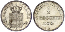 1/2 Groschen 1866 B. Teilweise Kerbrand. Vorzüglich/Stempelglanz. Jaeger 51. AKS 30. - Pièces De Monnaie D'or