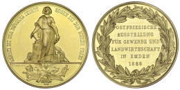 Vergoldete Bronzemedaille 1888 Von Loos, Ausst. Für Gewerbe Und Landwirtschaft. 43 Mm. Vorzüglich/Stempelglanz, Prüfspur - Goldmünzen