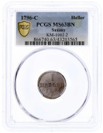 Heller 1796 C. Im PCGS-Blister Mit Grading MS 63 BN (Top Pop, Das Am Besten Gegradete Ex.) Fast Stempelglanz, Prachtexem - Gold Coins