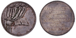 Silbermedaille 1817 Von Loos, A.d. 300 Jf. Der Reformation In Weimar. Hand Lüftet Vorhang, Dahinter Bibel Und Sterne/6 Z - Pièces De Monnaie D'or