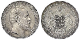 Vereinstaler 1865. Fast Vorzüglich, Kl. Randfehler, Schöne Patina. Jaeger 85. Thun 440. AKS 126. - Gold Coins
