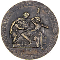 Einseitige Bronze-Hohlplakette O.J. (um 1800), Unsign. "Dionysos Mit Silen Und Baccantin", Die Auf Einem Schiffsheck Lag - Other & Unclassified