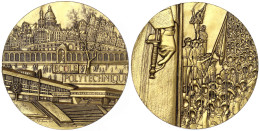 Aufwendig Gestaltete, Vergoldete Bronze-Reliefmedaille 1994 Von Dufresne. Polytechnische Schule In Palaiseau. 90 Mm. Nr. - Other & Unclassified