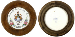 Wächtersbacher Wandteller Holz/Porzellan 1914/16, Von Johann Georg Mohr (1864-1943). 29,8 Cm - Andere & Zonder Classificatie