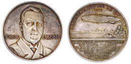 Silbermedaille V. Lauer 1924 Auf Dr. Hugo Eckener Und Die Amerikafahrt Des LZ 126. 34 Mm, 14,99 G. Fast Stempelglanz, Sc - Other & Unclassified