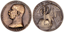 Große Bronzemedaille 1916, Auf Den Tod Franz Josephs Von Österreich. Brustbild L./Doppeladler Hinter Reichsapfel, An Des - Andere & Zonder Classificatie