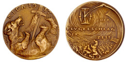 Bronzemedaille 1917. Der Flügelschlag Der Zeit/Riga, Russischer Bär. 56 Mm, 59,32 G. Vorzüglich, Selten. Kienast 195. - Other & Unclassified