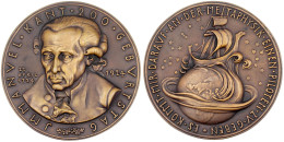Große Bronzemedaille 1924, A. D. 200. Geburtstag V. Immanuel Kant. 92 Mm, 326,37 G. Vorzüglich/Stempelglanz, Selten. Kie - Autres & Non Classés