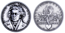 Weißmetallmedaille 1927, Auf Den 100. Todestag Ludwig Van Beethoven. 36 Mm, 18,10 G. Vorzüglich, Mattiert, Selten. Kiena - Autres & Non Classés