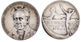 Silbermedaille O.J.(1938) Auf Den 150. Geburtstag Von Arthur Schopenhauer. 36 Mm; 19,50 G. Vorzüglich/Stempelglanz, Matt - Sonstige & Ohne Zuordnung