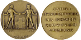 Bronzemedaille 1924 Von Hans Frei. Schützenfest In Aarau. 50 Mm. In Schwarzer Originalschatulle. Vorzüglich. Richter 45c - Sonstige & Ohne Zuordnung