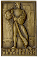 Einseitige, Rechteckige Bronzeplakette 1934 Von Huguenin. Föderal-Schützenfest. 55 X 86 Mm, Im Originaletui. Vorzüglich, - Sonstige & Ohne Zuordnung