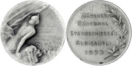 Silbermedaille 1923, Von Huguenin. Kantonalstandschiessen Albisgütli. 30 Mm; 10,12 G. In Originalschatulle. Vorzüglich,  - Autres & Non Classés