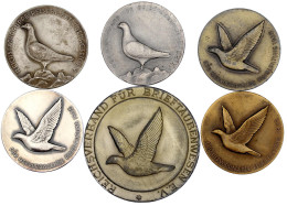 6 Medaillen Brieftaubenwesen/Reisebrieftaubenwesen Der 1930er Jahre. 3 X Silber, 1 X Bronze, 2 X Zink Bronziert (eine Im - Andere & Zonder Classificatie