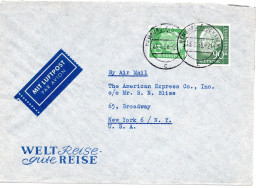 71650 - Bund - 1956 - 90Pfg Heuss I MiF A LpBf HAMBURG -> New York, NY (USA) - Brieven En Documenten