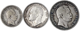 3 Münzen: 2 Mark 1876, 3 Mark 1910, 5 Mark 1875. Schön, Sehr Schön/vorzüglich, Randfehler Und Schön - Autres & Non Classés