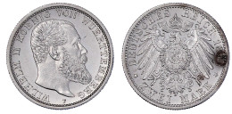 2 Mark 1896 F. Vorzüglich/Stempelglanz, Fleck. Jaeger 174. - Other & Unclassified