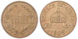 5 Heller 1909 J. Größte Deutsche Kupfermünze. Vorzüglich, Min. Kratzer. Jaeger N 717. - África Oriental Alemana